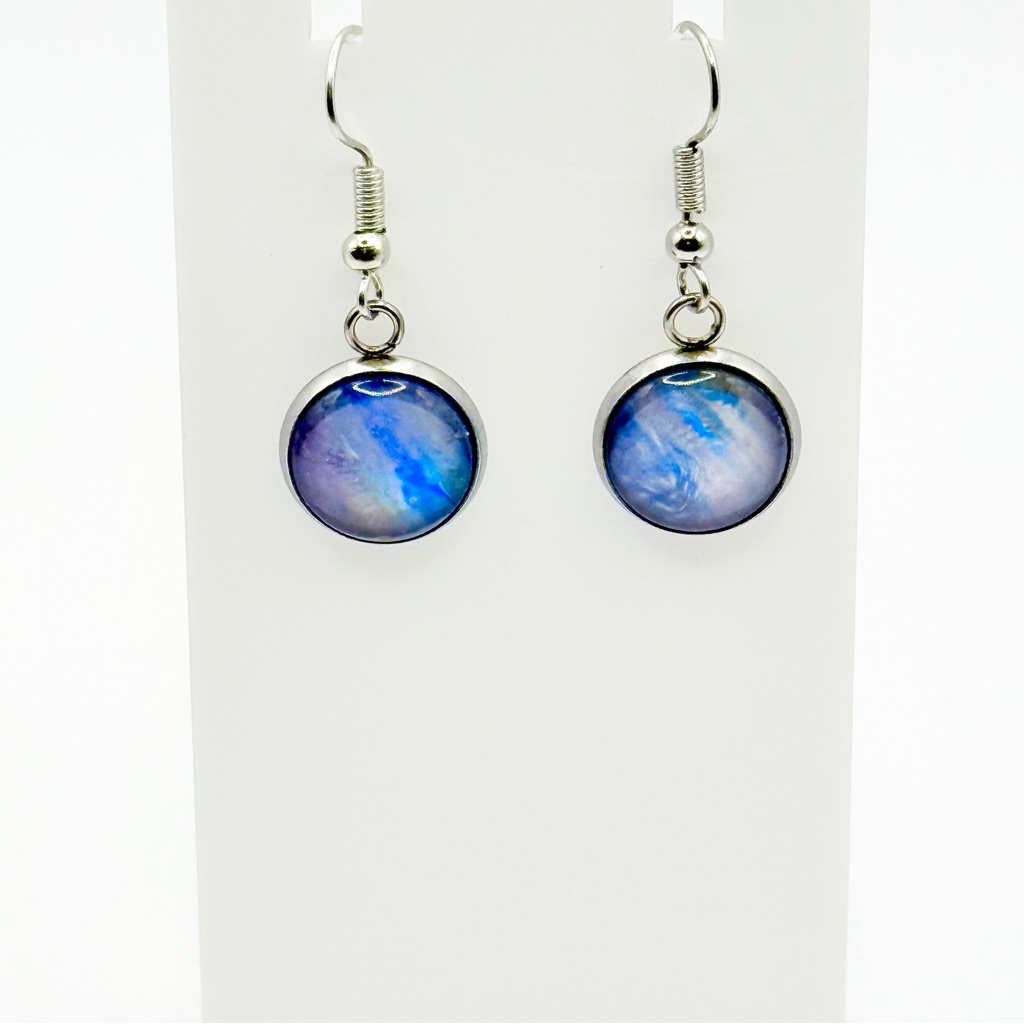 Iridescent Blue And Silver Drop Earrings 20$